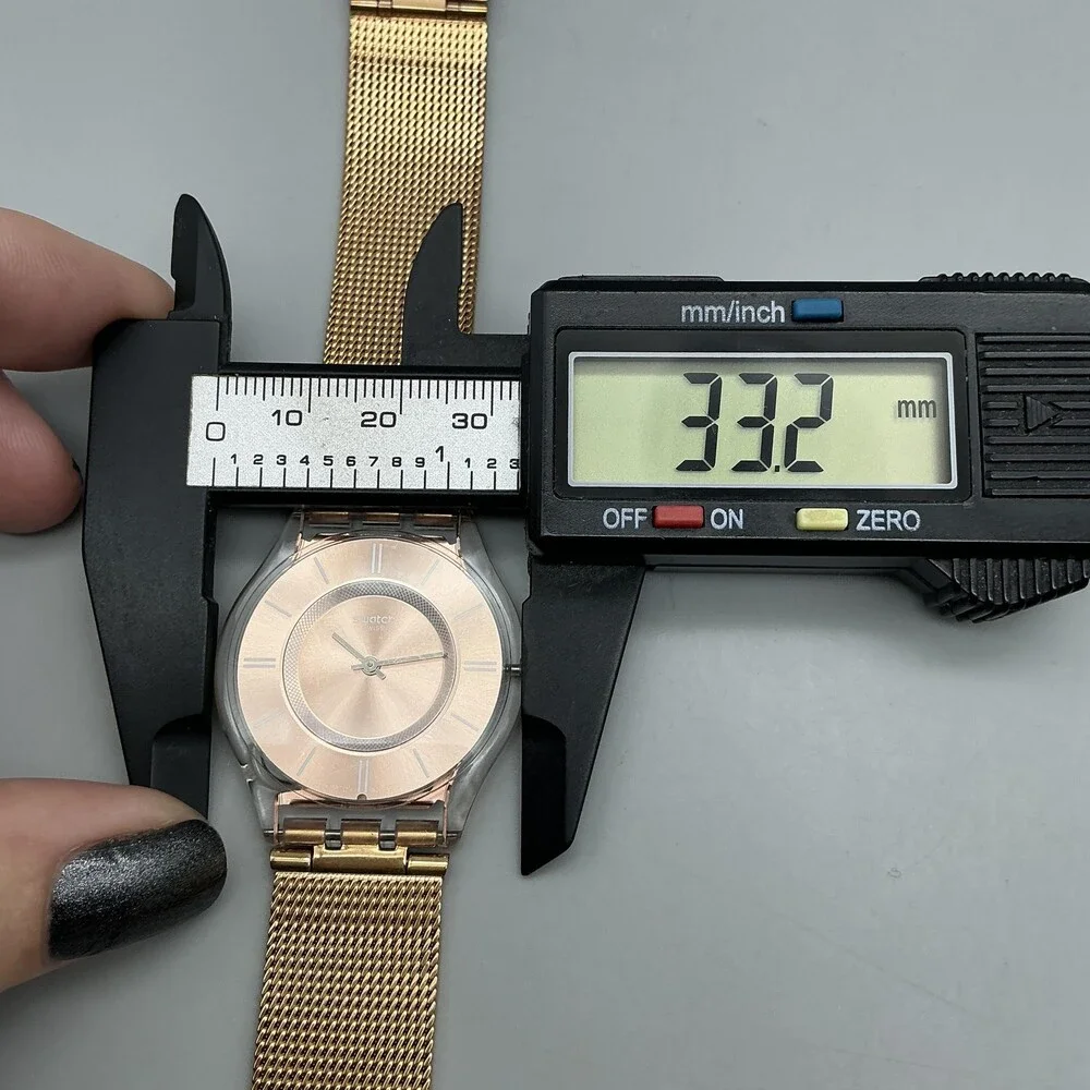 Swatch Hello Darling Womens Watch 33mm Rose Gold Tone Mesh New Battery